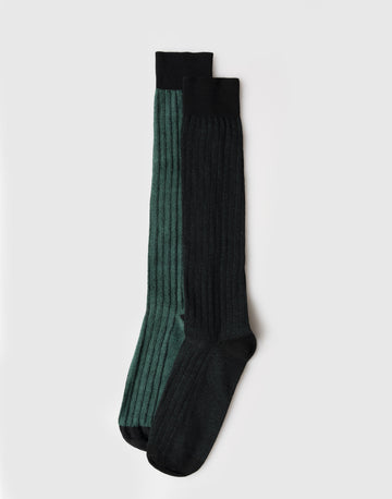 Wadenlange Herrensocken, reversibel, zweifarbig, gerippt