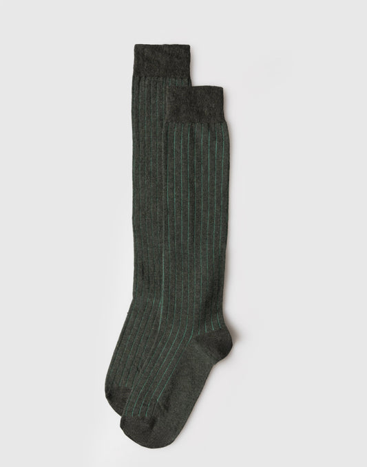 Herren-Langs stockings, zweifarbig, gerippt, aus Baumwolle und Kaschmir