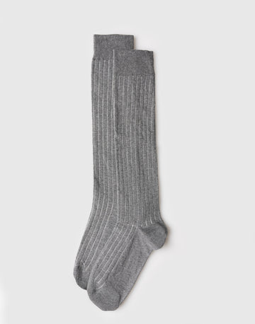 Lange Herrensocken aus Baumwolle und Kaschmir mit Rippenstruktur