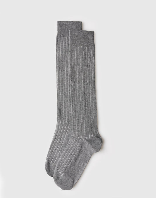 Lange Herrensocken aus Baumwolle und Kaschmir mit Rippenstruktur