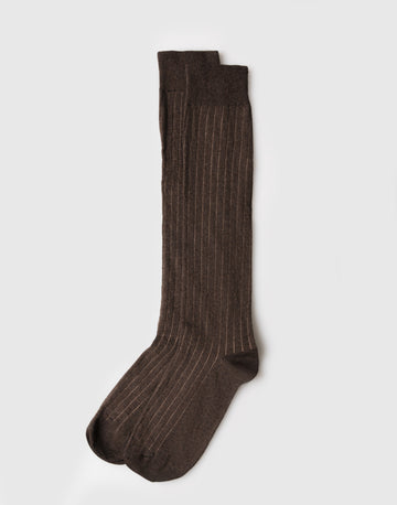 Herrenlangsocken aus Baumwolle und Kaschmir mit Rippenmuster