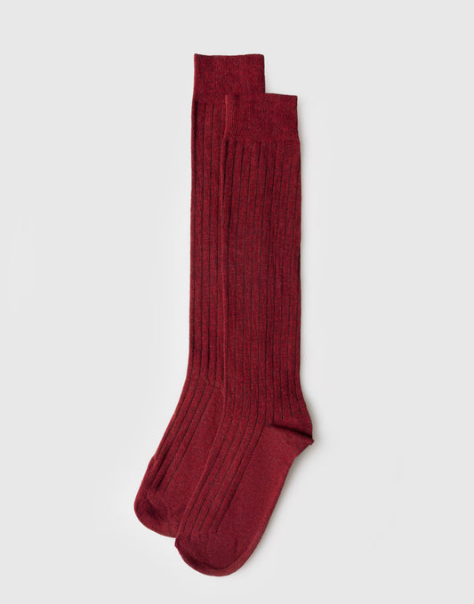 Herren-Rippensocken lang aus Baumwolle und Kaschmir