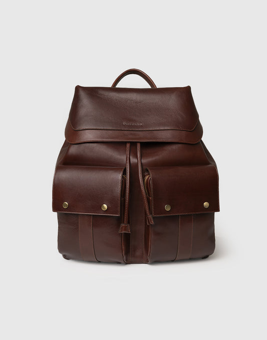 Vollnarbenleder-Rucksack mit Fronttaschen