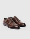 Doppelmonk-Schuh aus braunem Leder