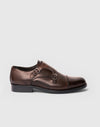 Doppelmonk-Schuh aus braunem Leder