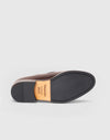 Brauner Tassel Loafer aus Leder mit Quasten
