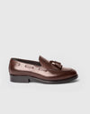 Brauner Tassel Loafer aus Leder mit Quasten