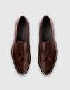 Brauner Tassel Loafer aus Leder mit Quasten