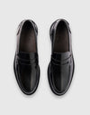 Schwarzer Penny Loafer aus gebürstetem Leder