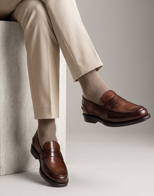 Brauner Penny-Loafer aus Leder