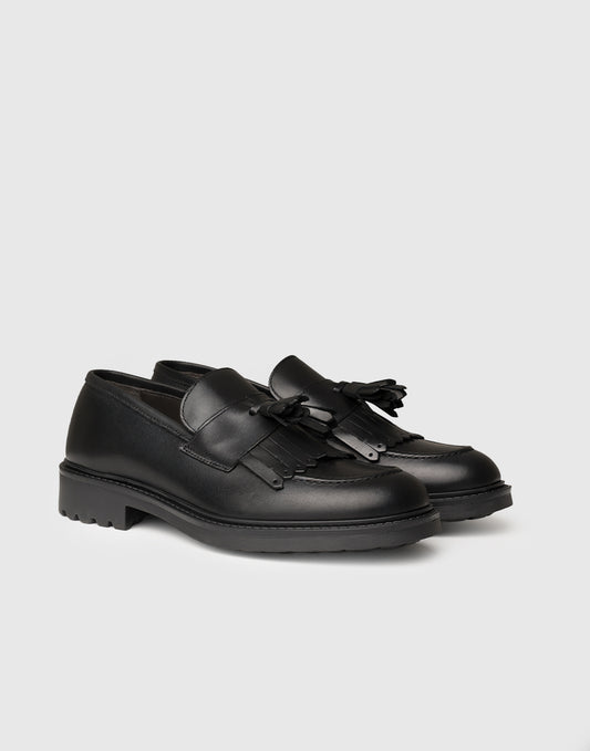 Lederloafer mit Quasten