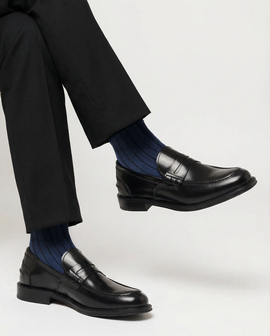 Herrensocken, lang, Rippstrick, aus Baumwolle und Kaschmir